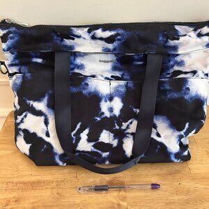 Baggalini Tote Bag with Luggage Sleeve - Blue Tie Dye - Unique Colorway Pattern!